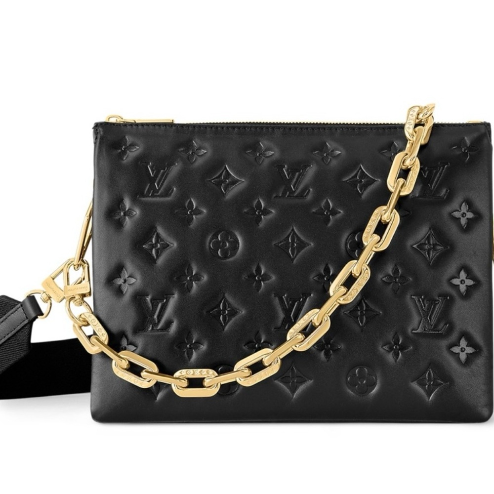 LOUIS VUITTON Authentic Monogram Embossed Lambskin “Coussin PM” Shoulder Bag